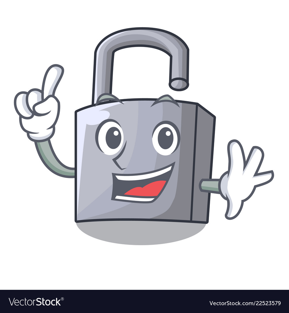 Finger new metal padlock isolated on mascot