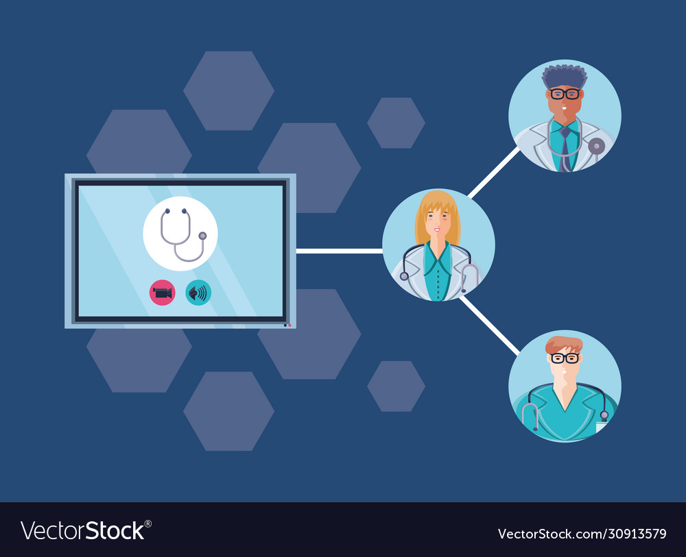 Poster online medical support with icons