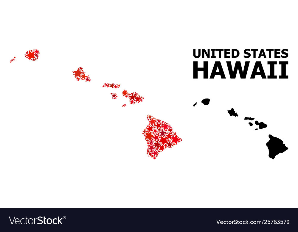 Red star pattern map hawaii state Royalty Free Vector Image