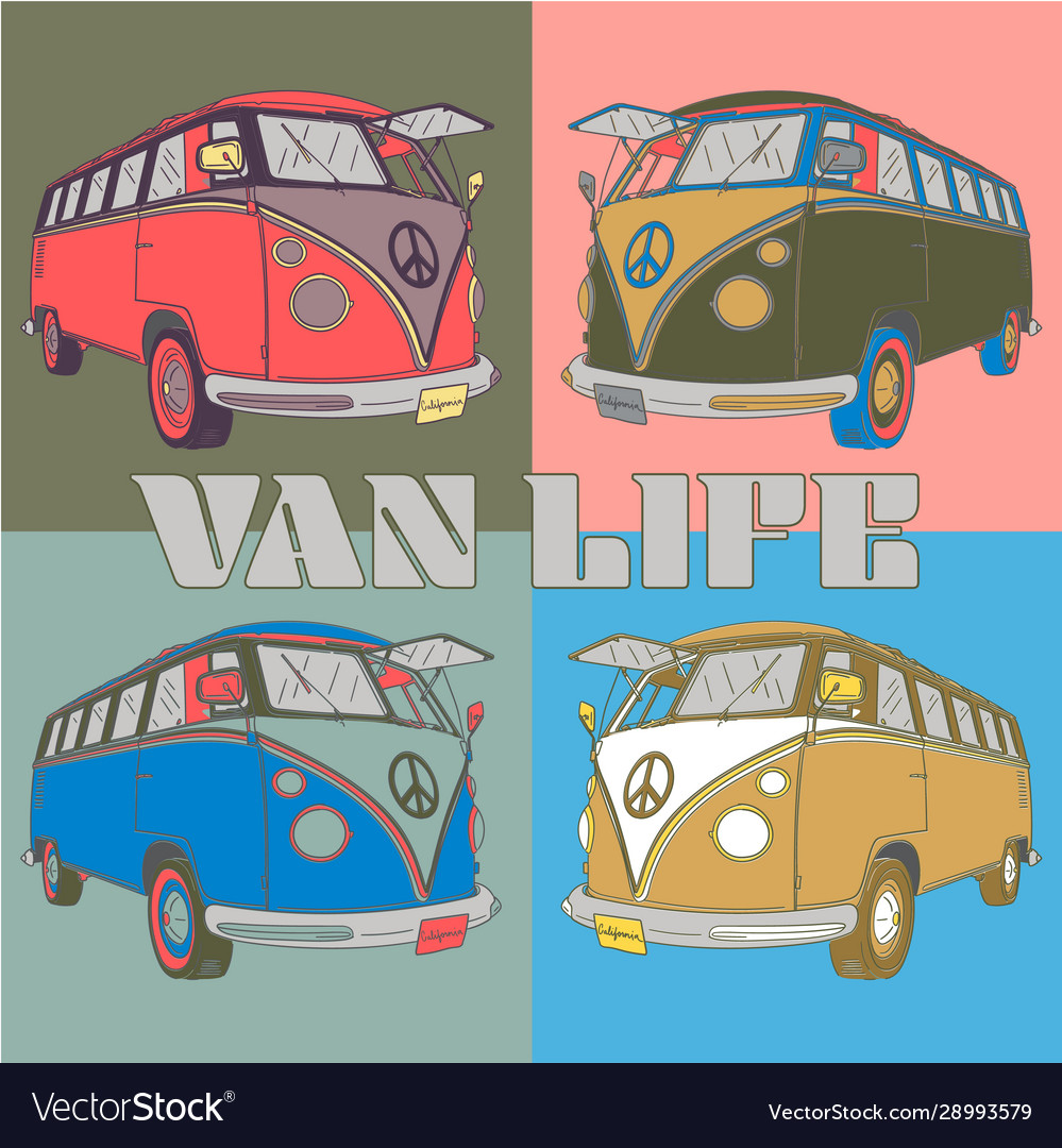 Retro van life Royalty Free Vector Image - VectorStock