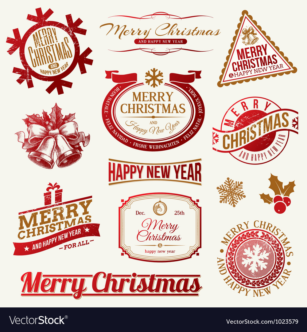 Set of decorative christmas holidays labels