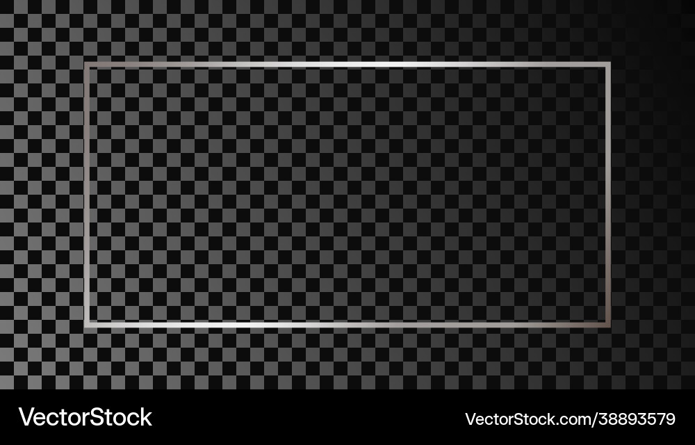 Silver glowing rectangular shape frame Royalty Free Vector