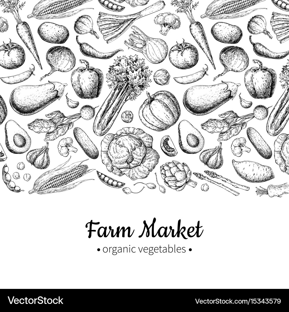 Vegetable hand drawn vintage Royalty Free Vector Image