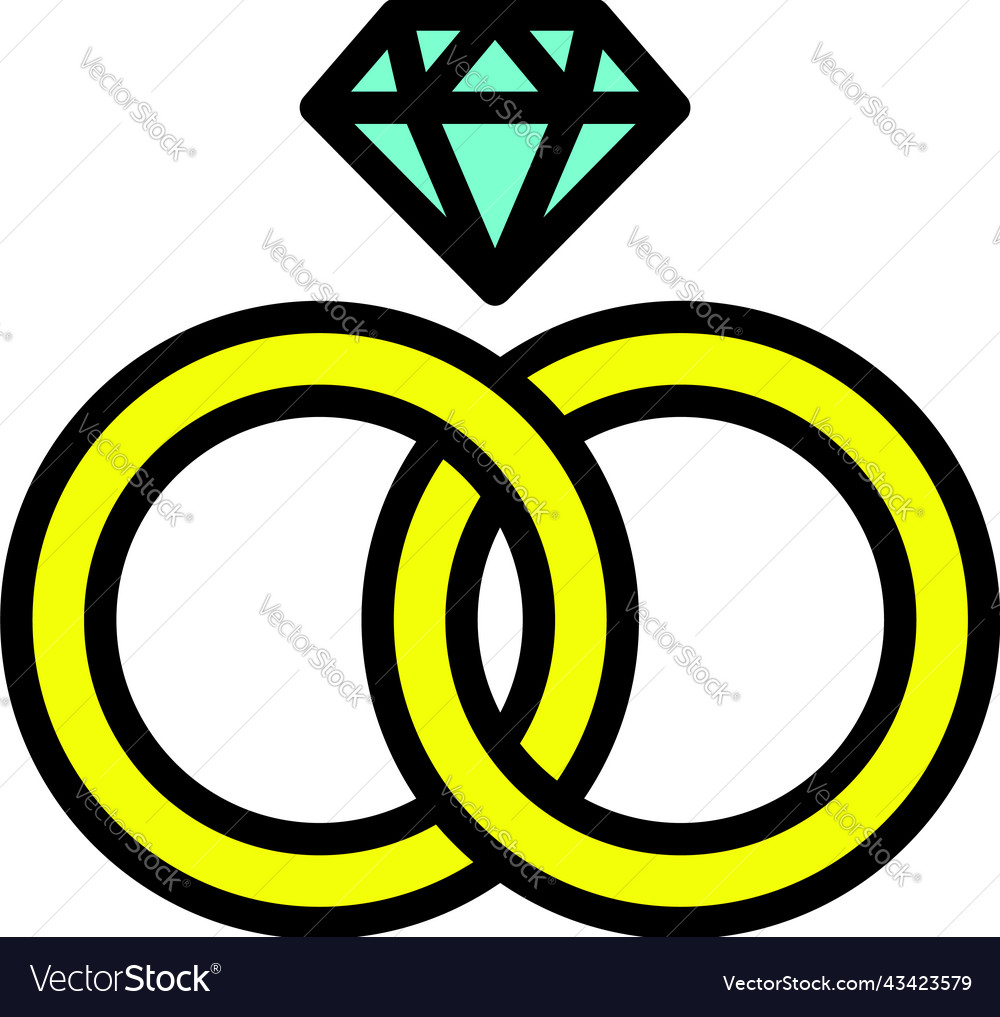 Wedding rings icon outline gold ring Royalty Free Vector