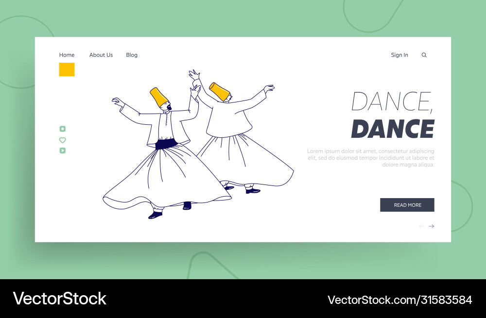 Arab Turkish Dance Landing Page Template Whirling Vector Image