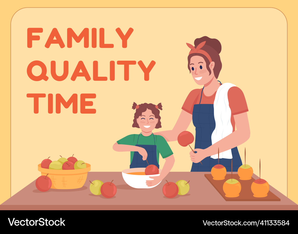 Family quality time poster flat template Vector Image