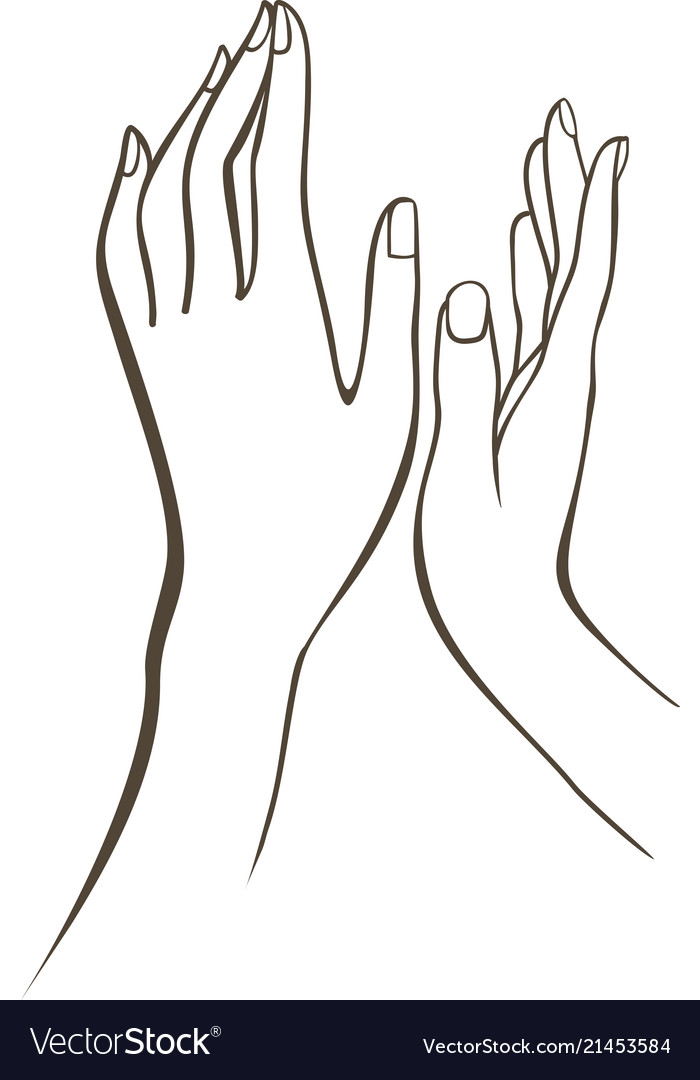 Colorless hand with fingers and nails line art Vector Image