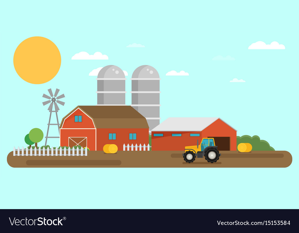 Flat design crop farm rural landscape background Vector Image