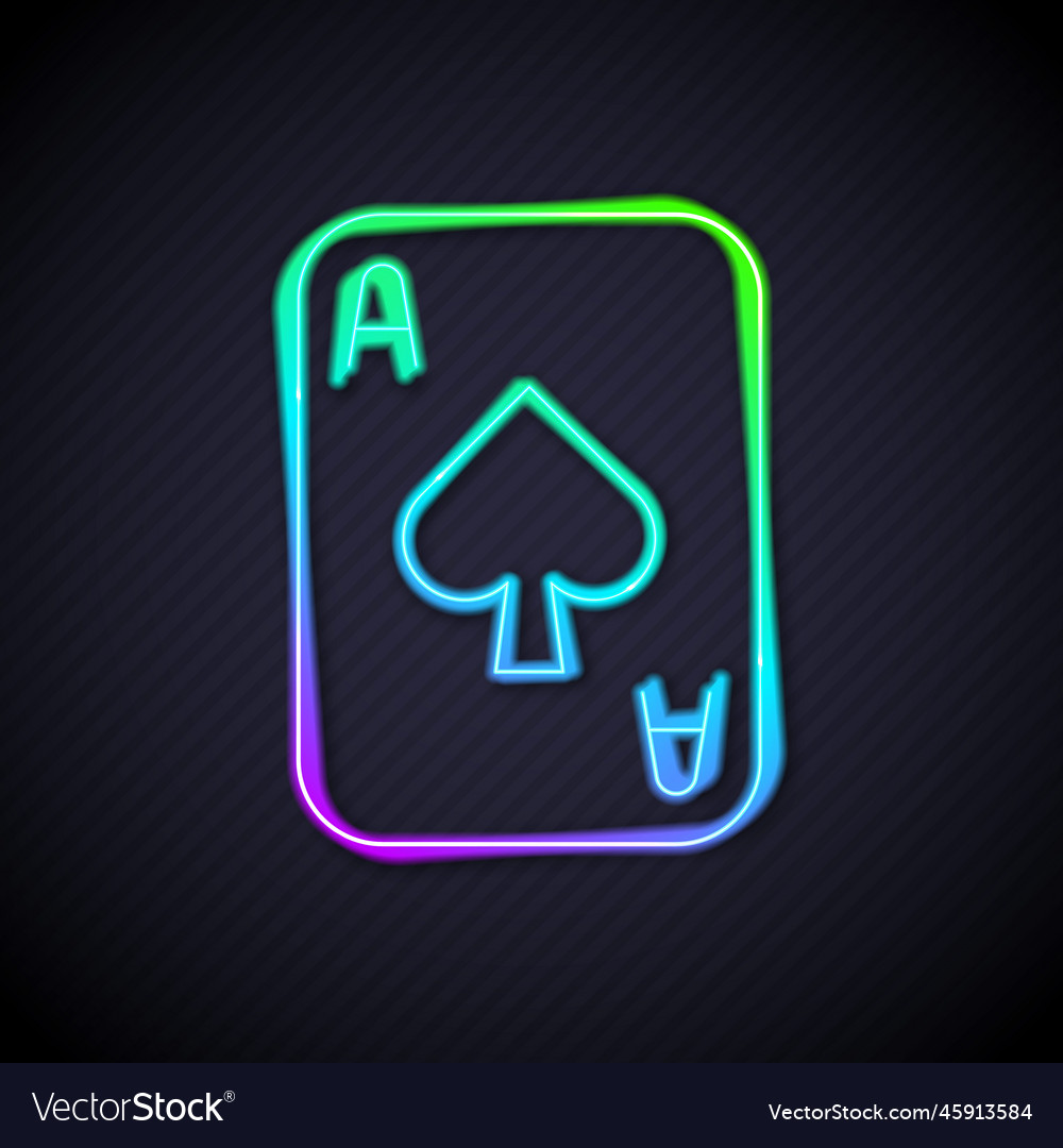 Glowing neon line playing cards icon isolated