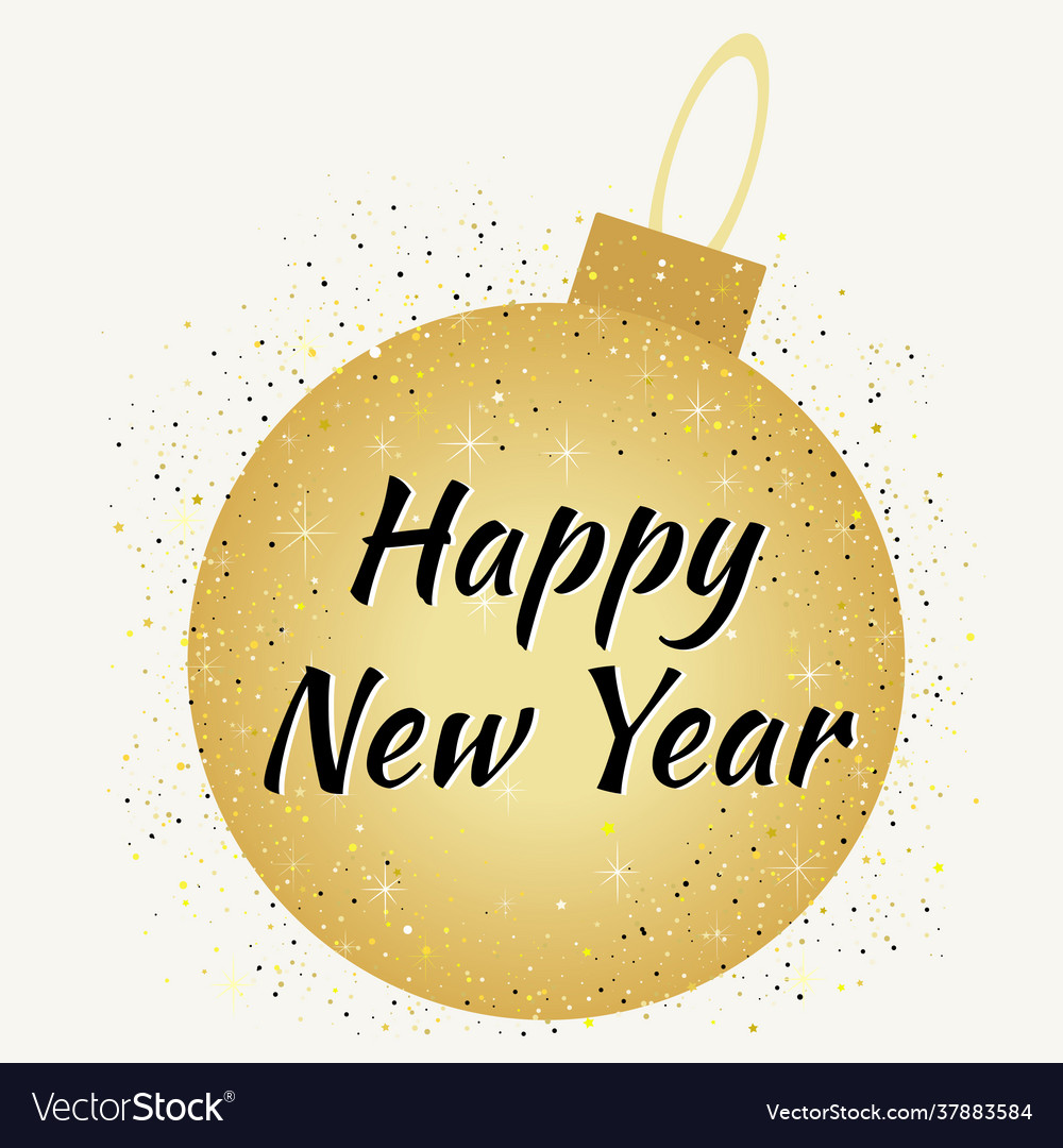 Golden Balloon Congratulations Happy New Year Vector Image