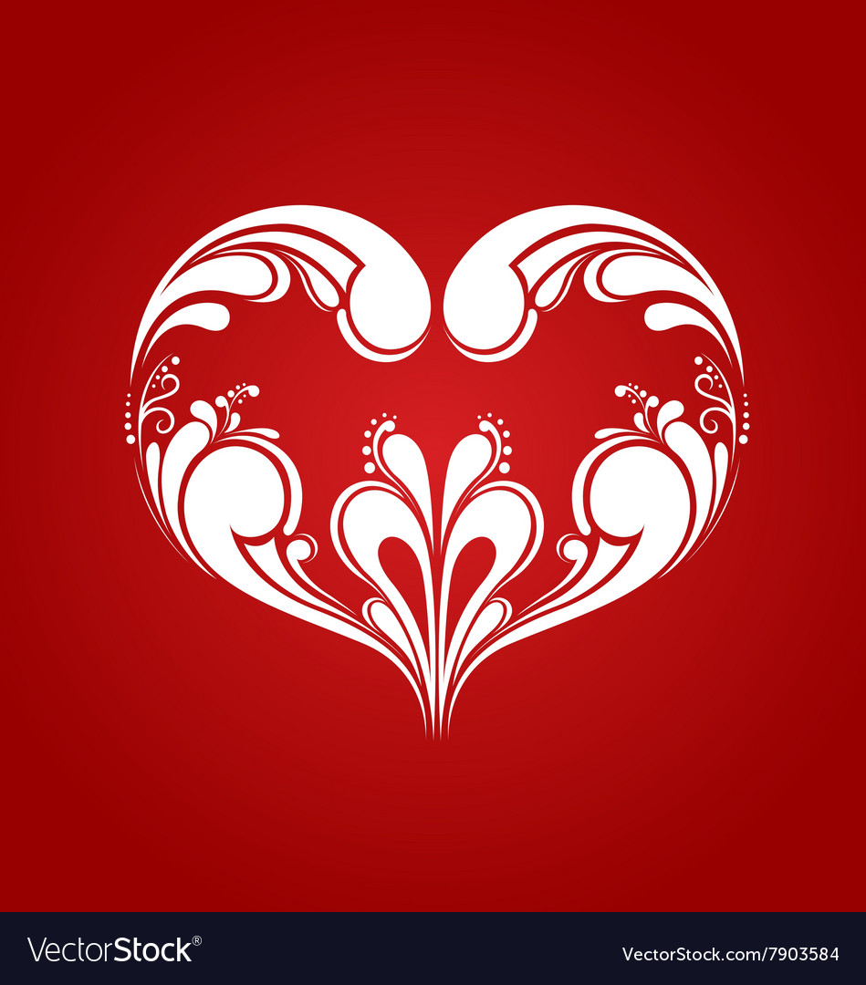 Heart ornament on red background Royalty Free Vector Image