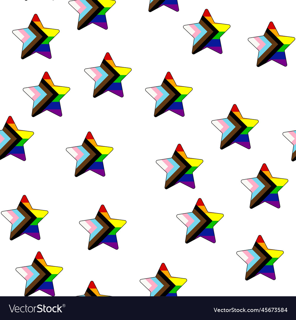 Seamless pattern with new lgbt flag hearts text