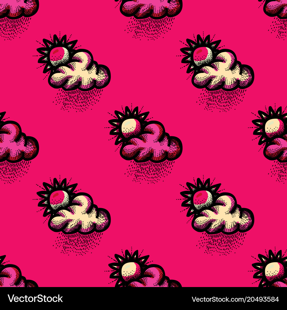 Sun and clouds seamless pattern Royalty Free Vector Image