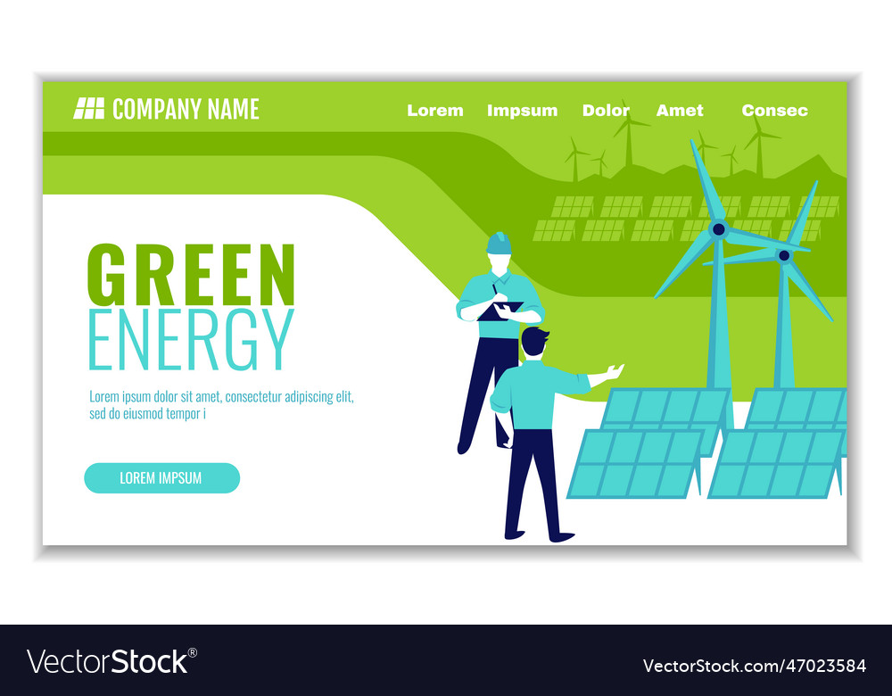 Website template of green energy and saving Vector Image