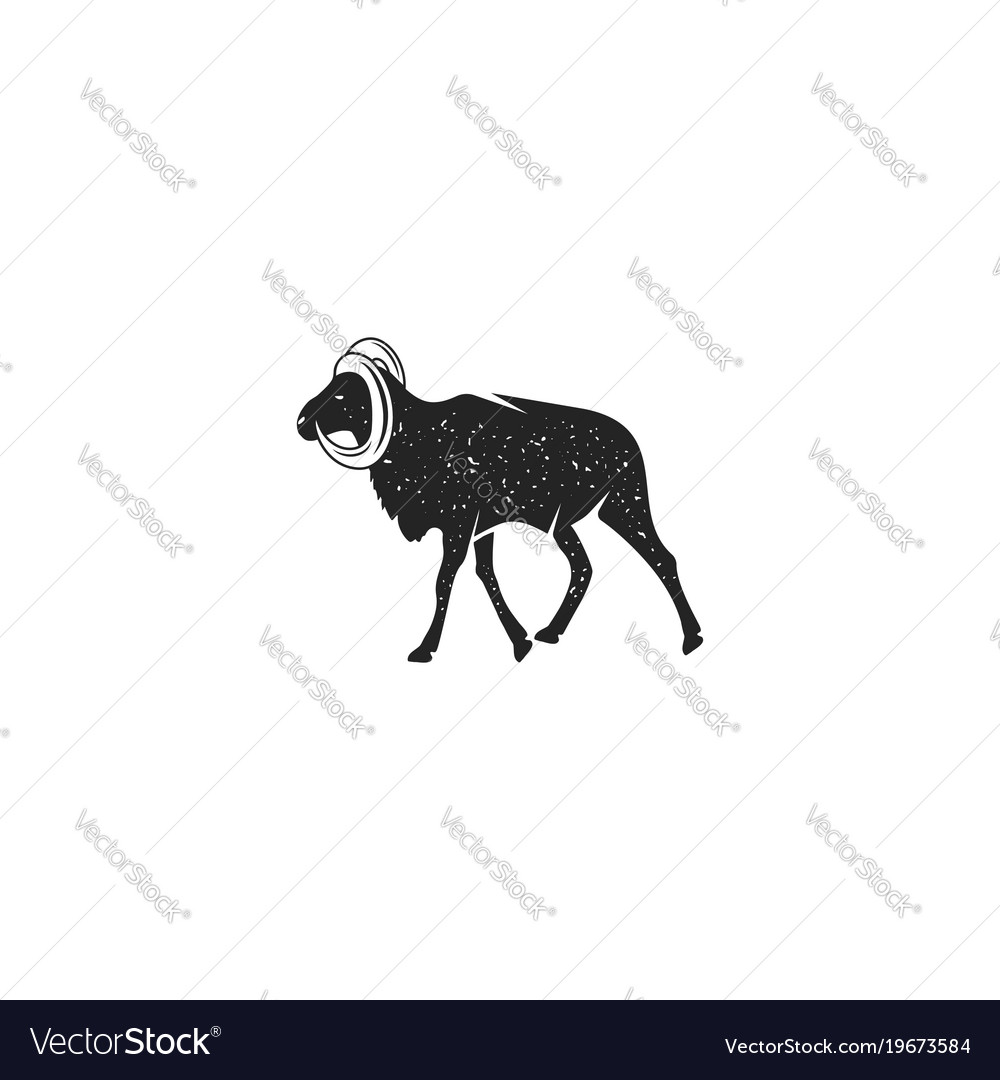 Wild goat silhouette shape vintage hand drawn