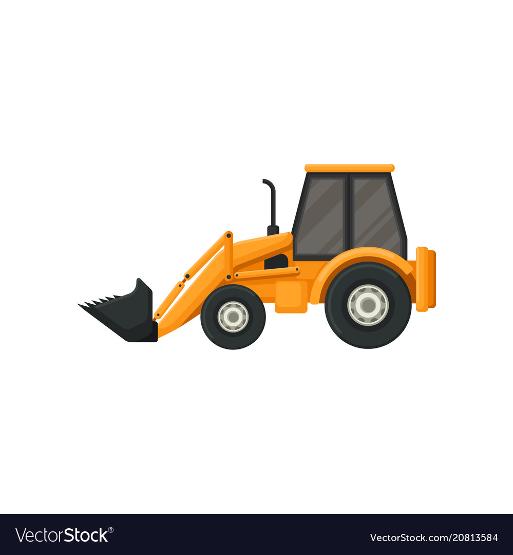 Download Yellow tractor with bucket front-end loader Vector Image