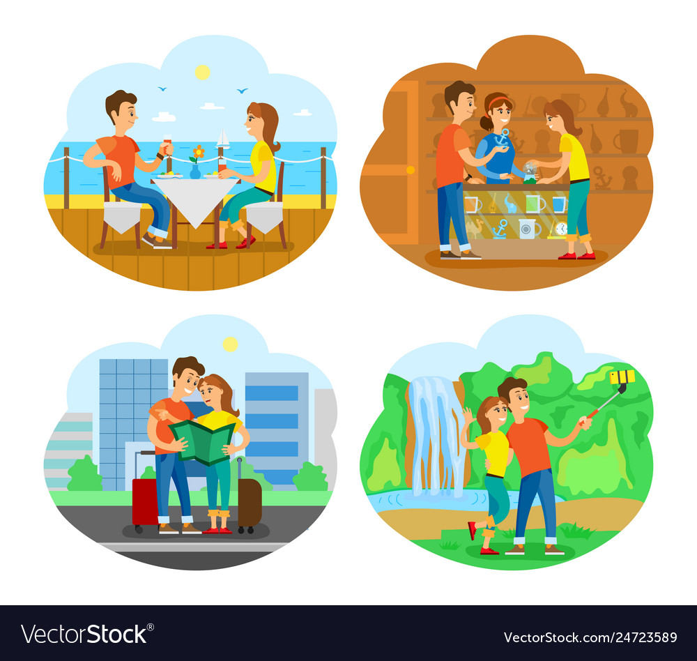 Couple traveling together people on vacation Vector Image