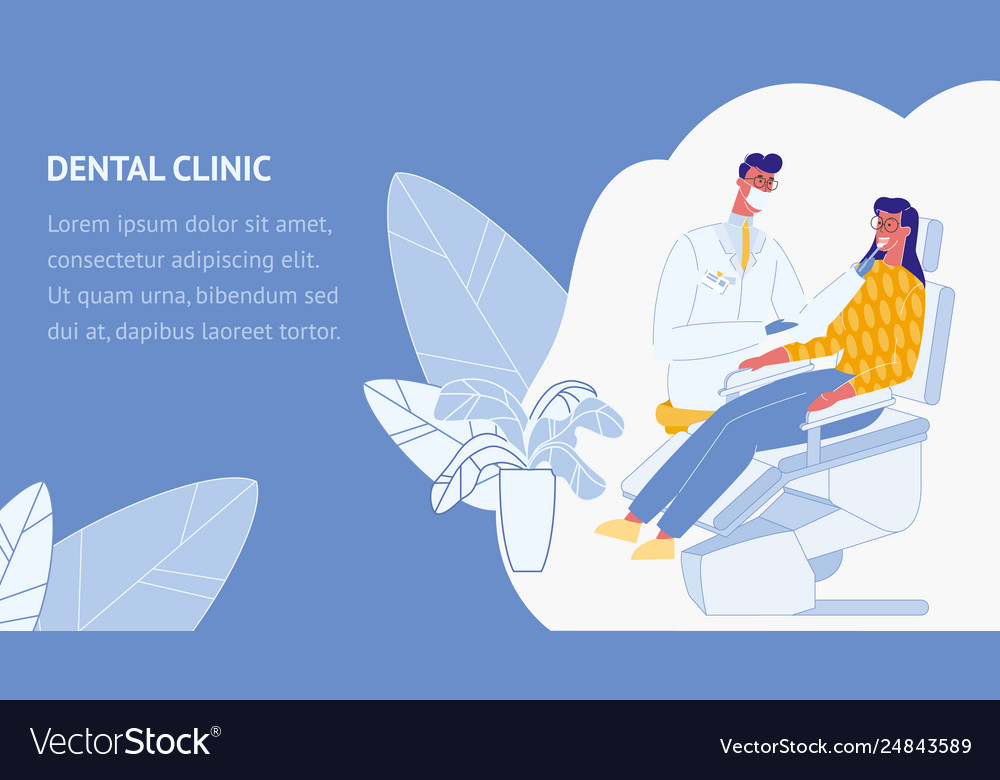 Dental Clinic Flat Web Banner Template Royalty Free Vector