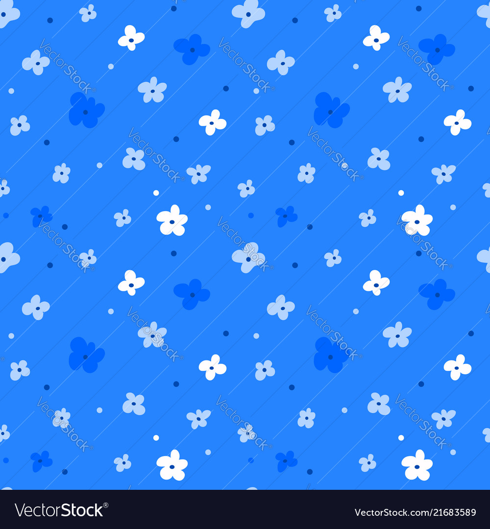 Floral seamless pattern with white flowers on blue