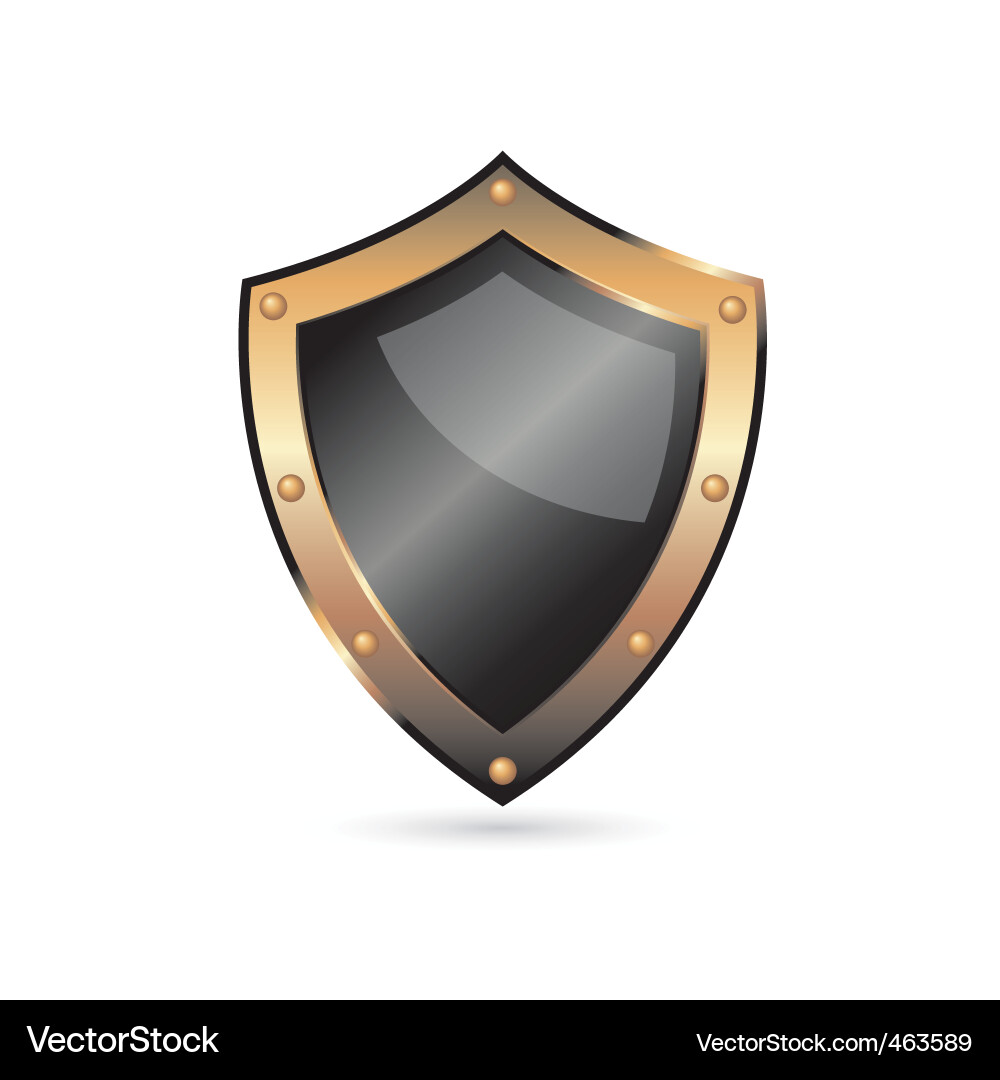 Golden shield Royalty Free Vector Image - VectorStock