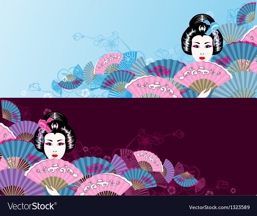 Japanese horizontal geisha background Royalty Free Vector