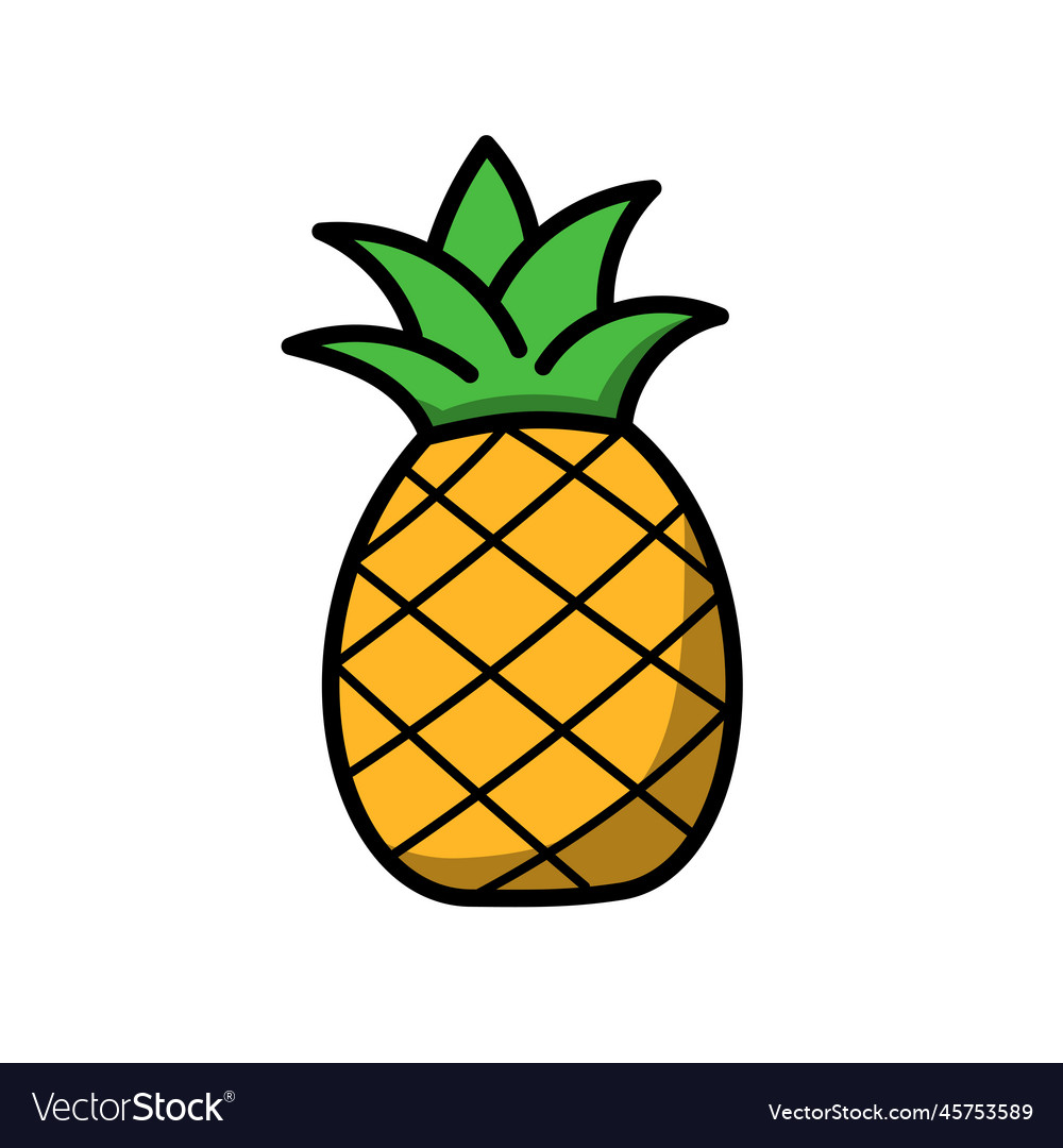 Pineapple with colorful hand-drawn style Vector Image