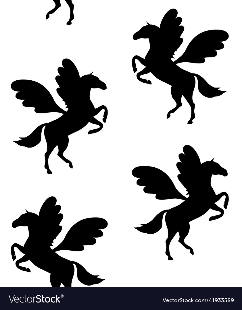 Seamless pattern of pegasus silhouette Royalty Free Vector