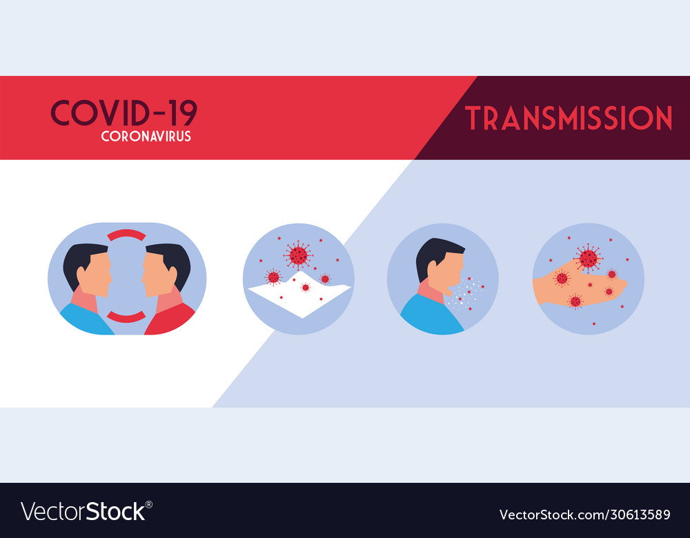 Set icons how coronavirus is transmitted