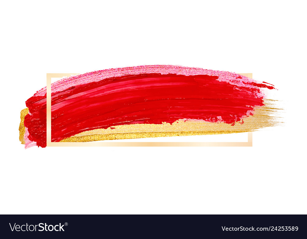 Shining red and gold brush stroke banner isolated