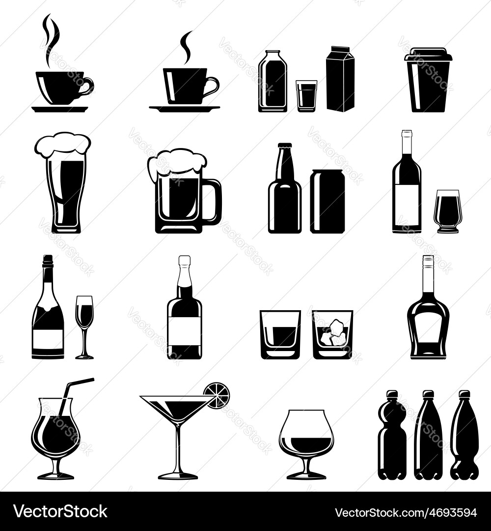 Drinks icons set Royalty Free Vector Image - VectorStock