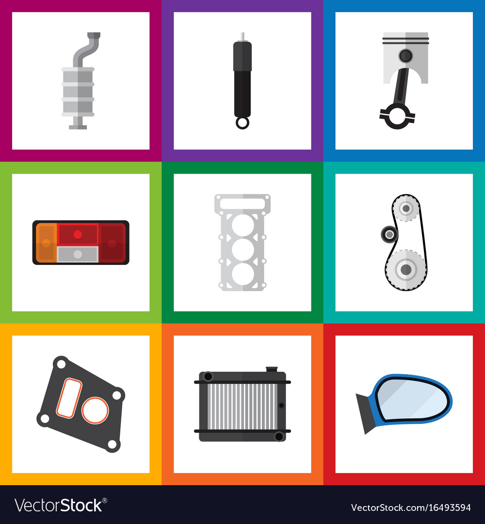 Flat icon auto set of component packing