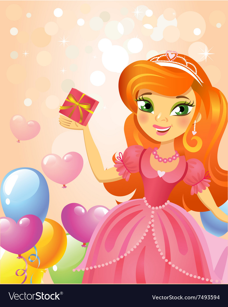 Geburtstag Prinzessin Grußkarte Lizenzfreies Vektorbild