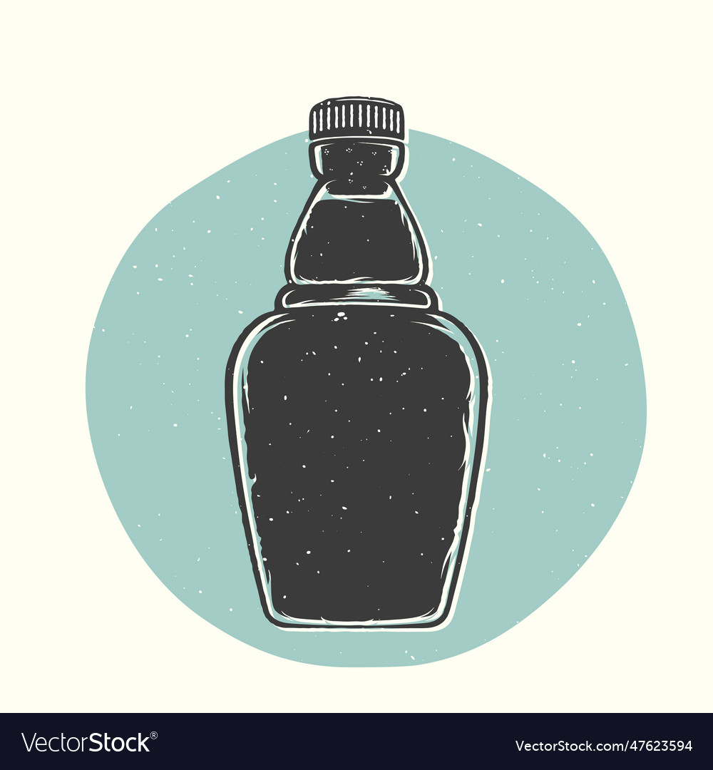 Linocut flask bottle template Royalty Free Vector Image