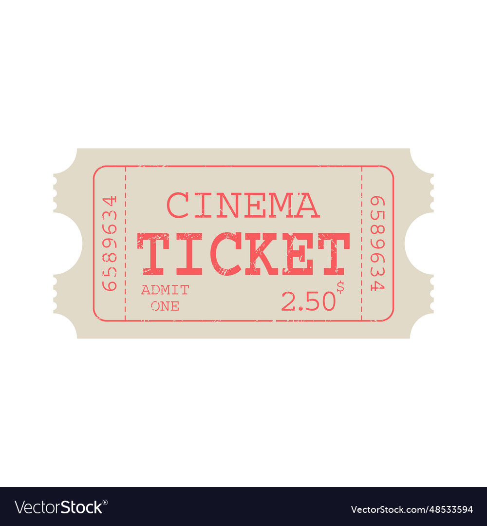 Retro cinema ticket design template admit one Vector Image