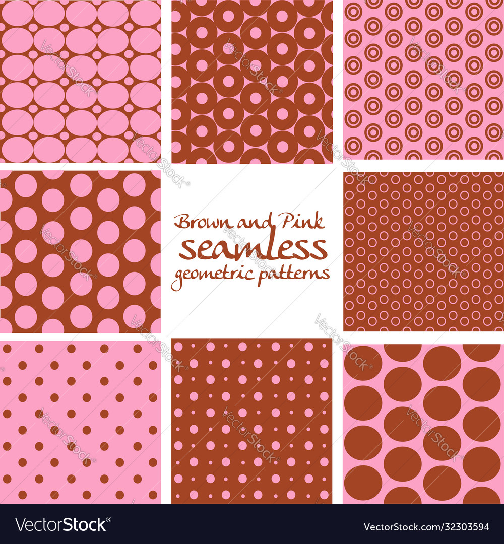 Set brown and pink seamless geometric patterns