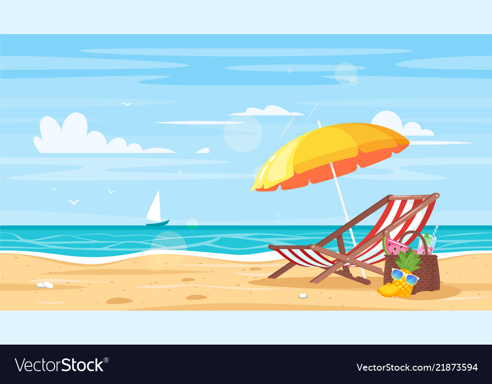 Tropical island sea shore Royalty Free Vector Image