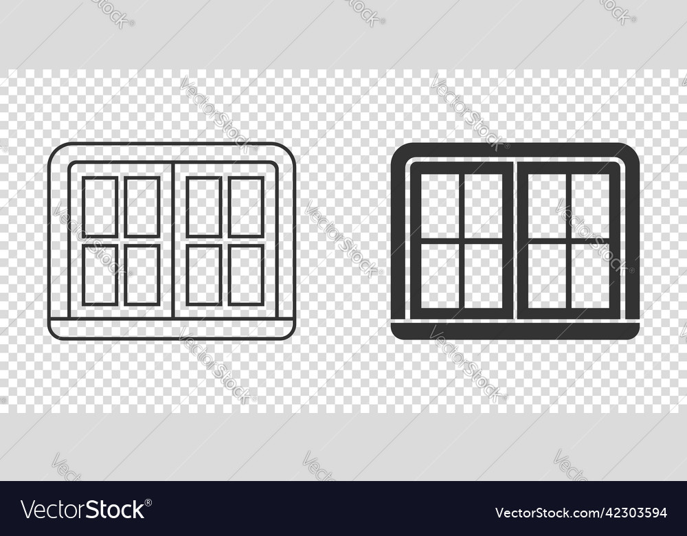 Window icon in flat style casement on isolated