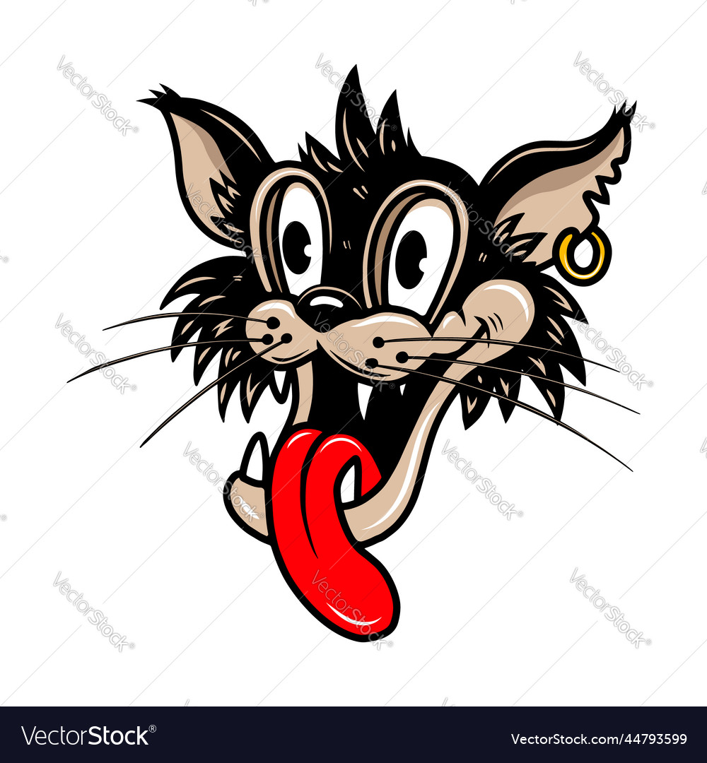 Cool cartoon cat design element for poster t Vector Image