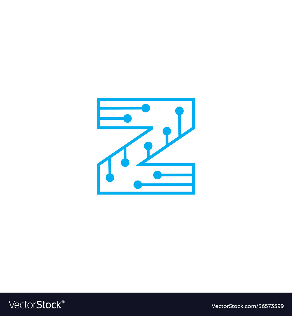 Letter z logo digital electronic circuit design Vector Image