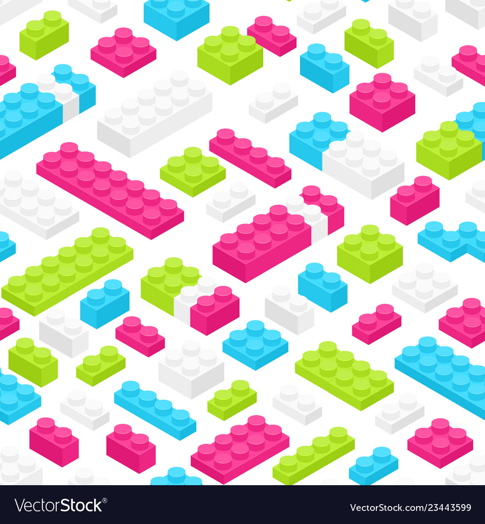 Seamless pattern with isometric colorful plastic