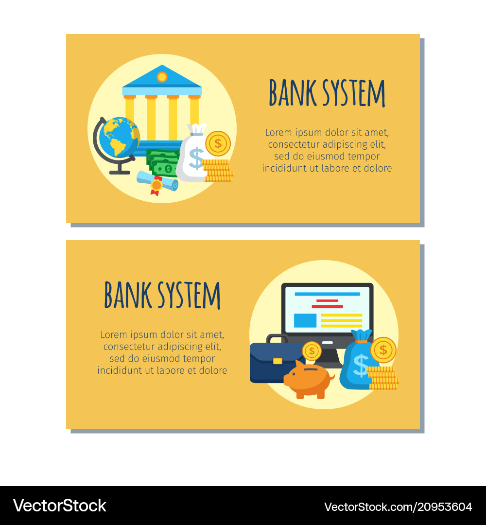 Bank System Design Banners Royalty Free Vector Image