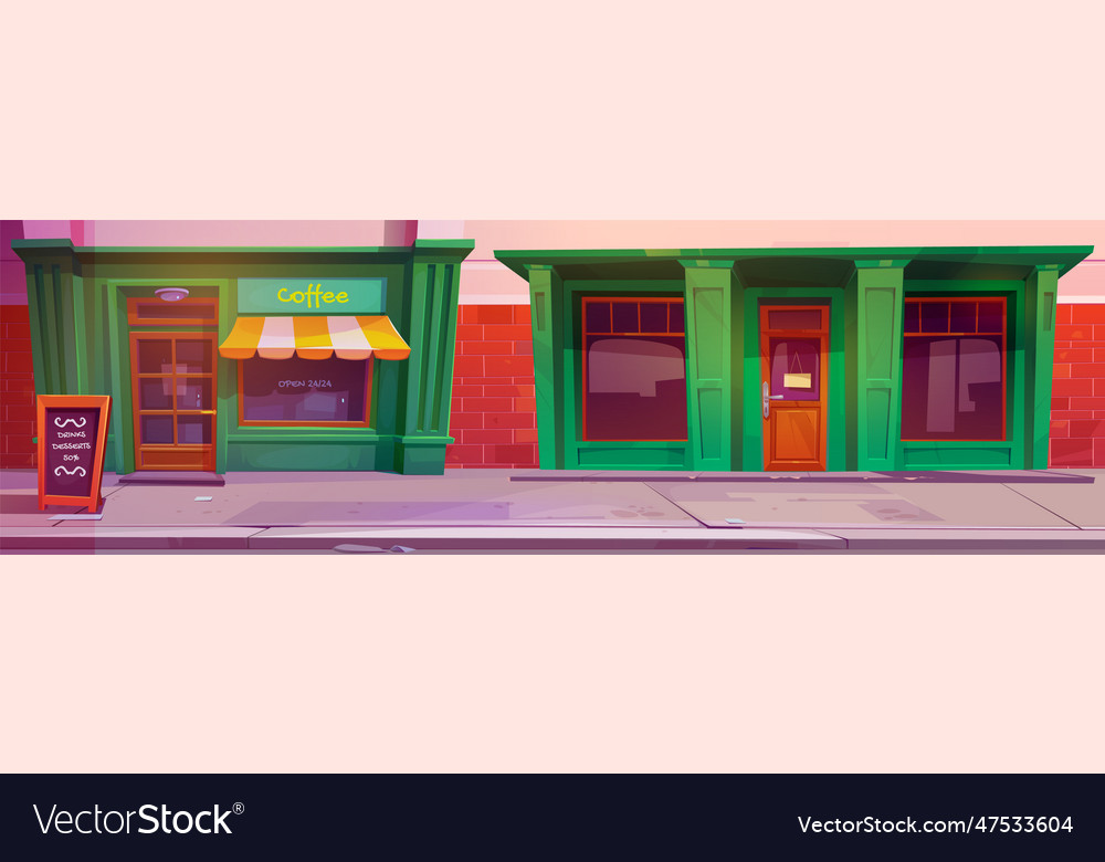 Cafe shop street exterior city storefront Vector Image