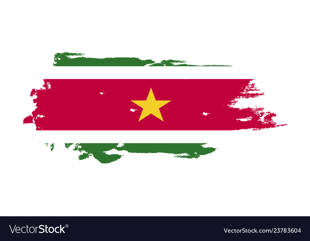 Grunge brush stroke with suriname national flag Vector Image