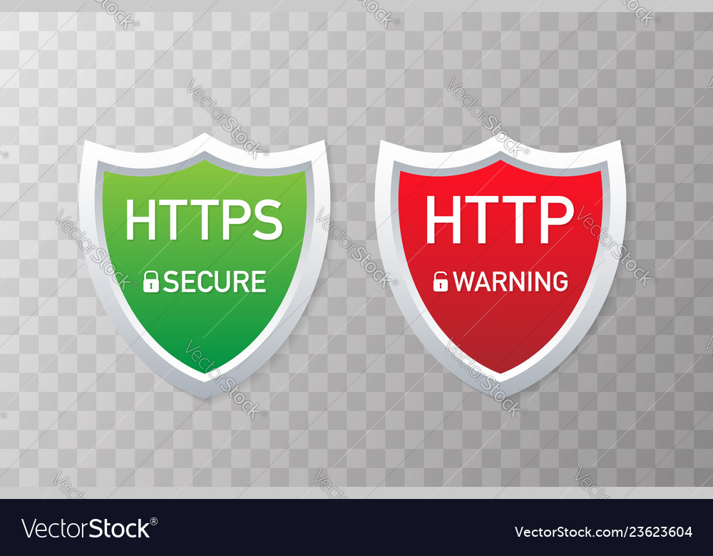 Http and https protocols safe and secure wev Vector Image