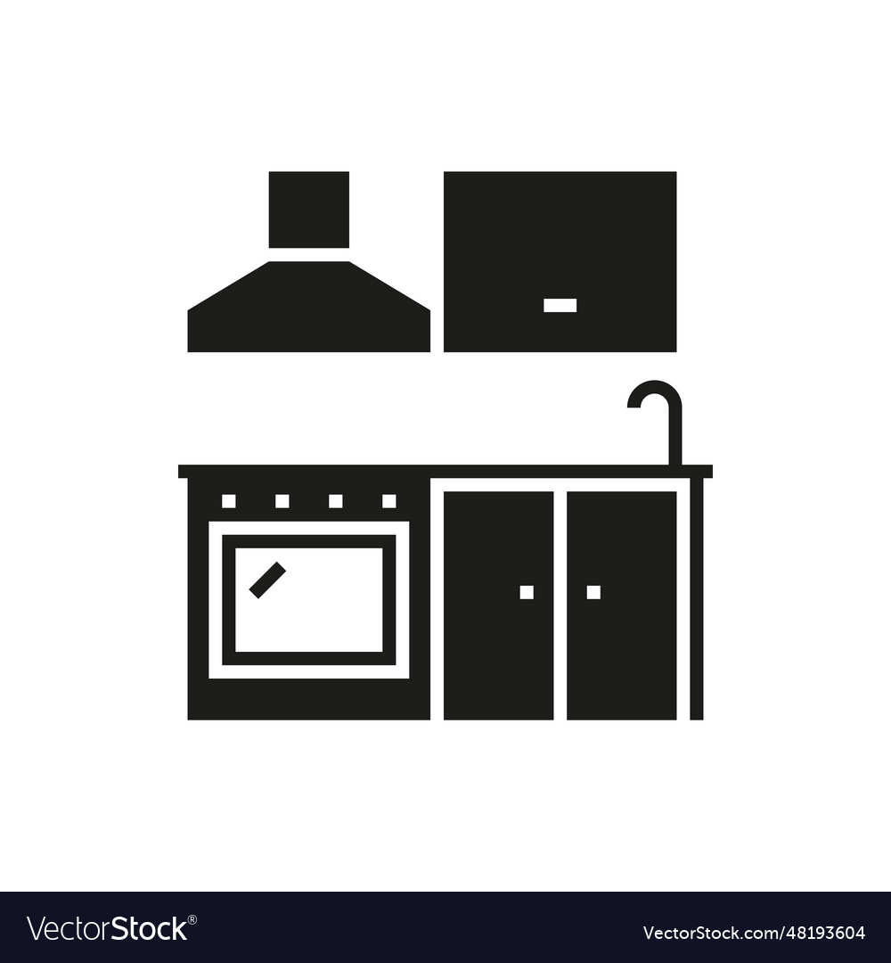 Kitchen interior black glyph icon Royalty Free Vector Image