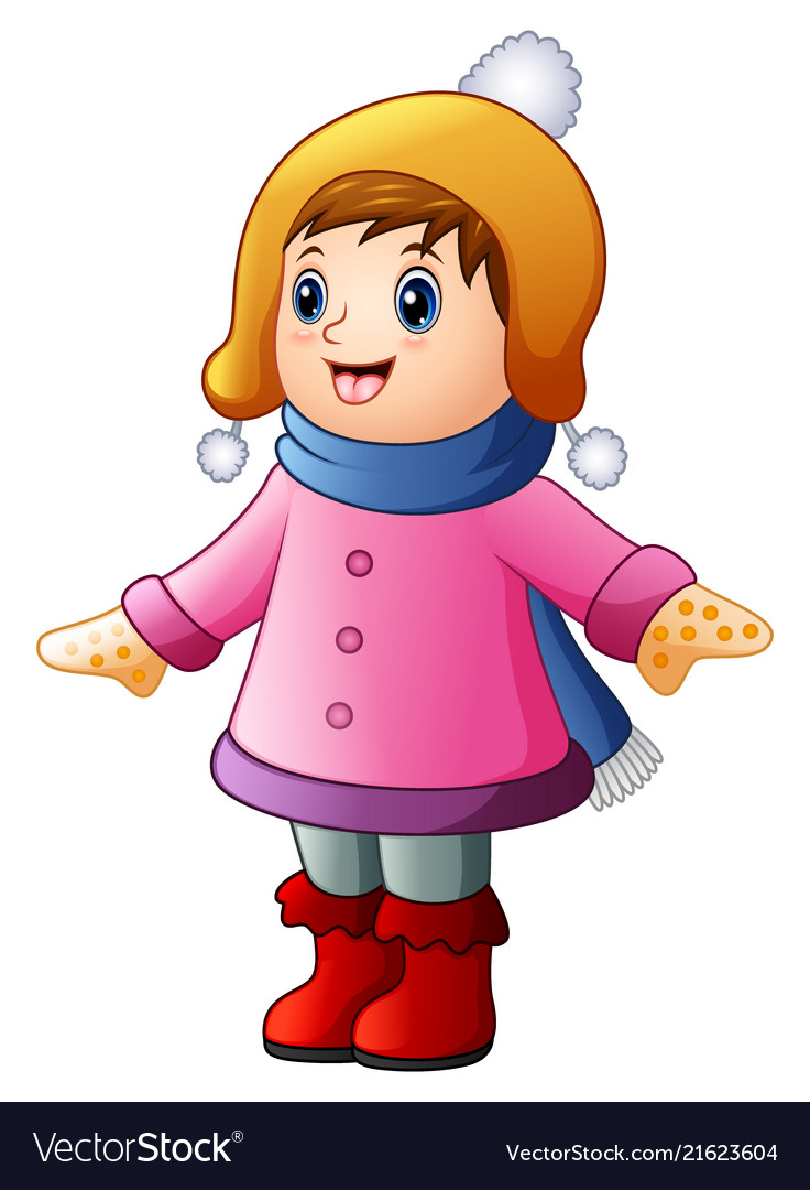 Little happy girl in winter clothes Royalty Free Vector