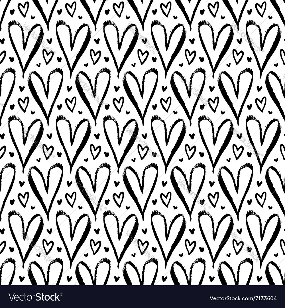 Pattern With Hand Drawn Hearts Royalty Free Vector Image