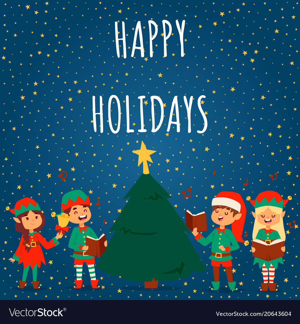 Santa claus elf kids cartoon elf helpers vector image Santa claus elf kids cartoon elf helpers