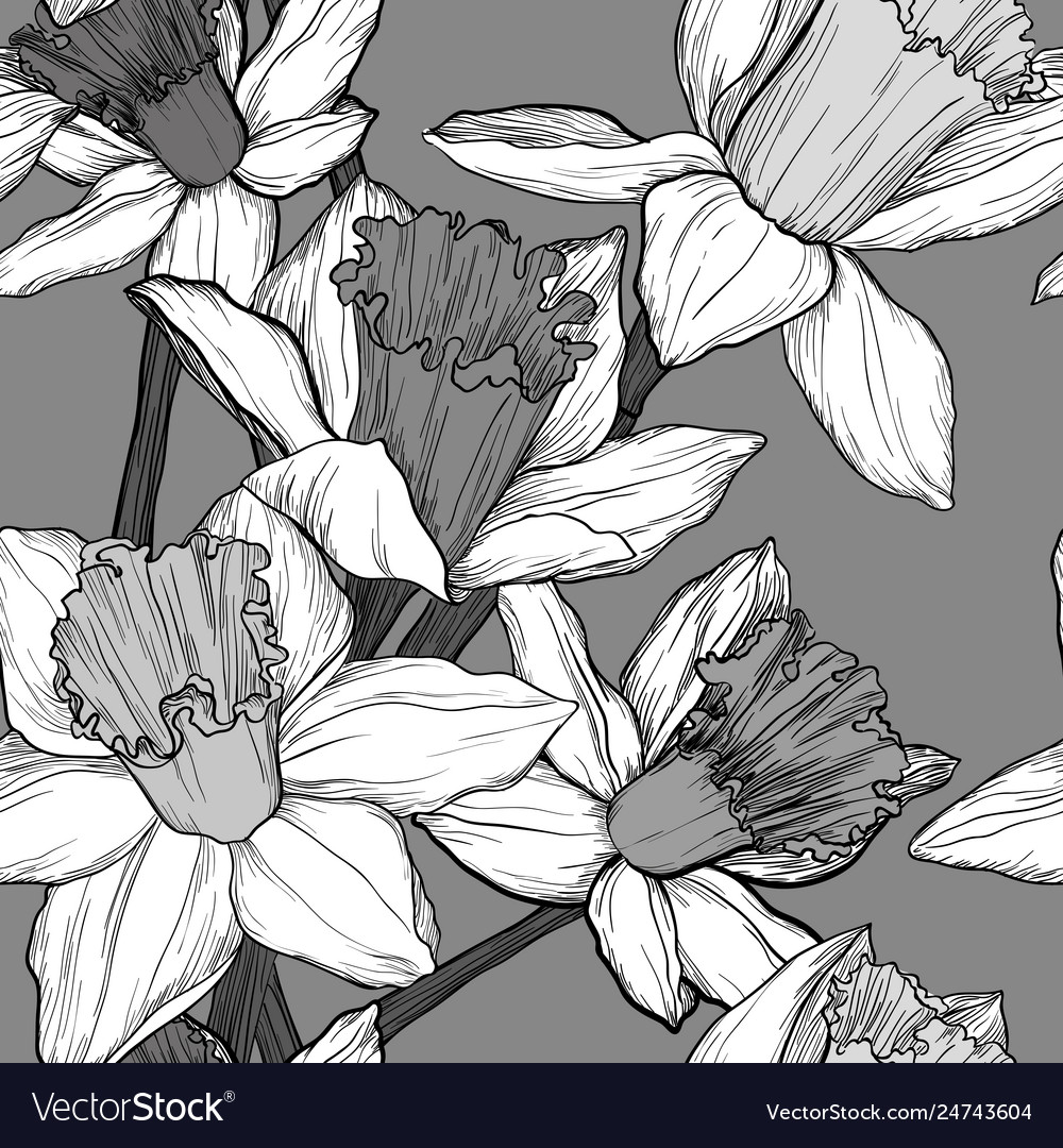 Seamless floral pattern with narcissus Royalty Free Vector