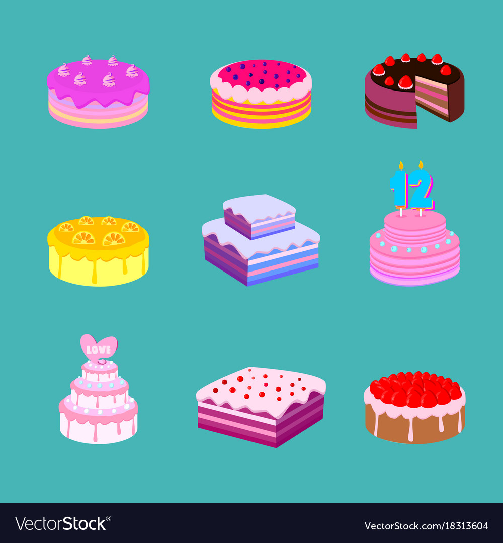 Set Of Cakes Royalty Free Vector Image Vectorstock